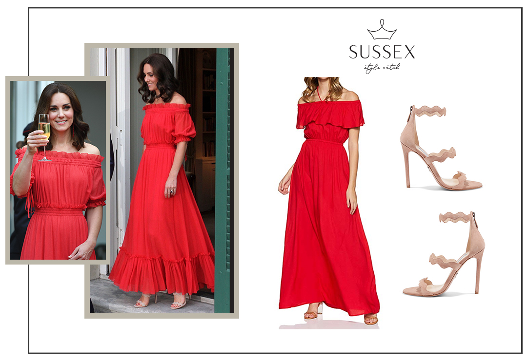 Kate Middleton Wears Red Alexander Mcqueen Maxi Dress For Garden