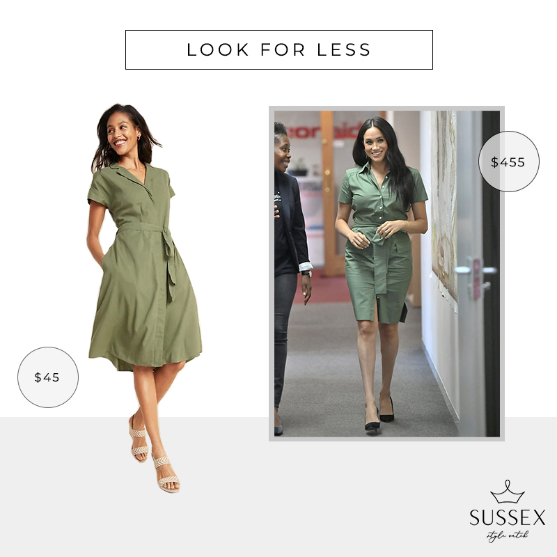 LOOK FOR LESS: MEGHAN MARKLE'S ROOM 502 GREEN SHIRTDRESS