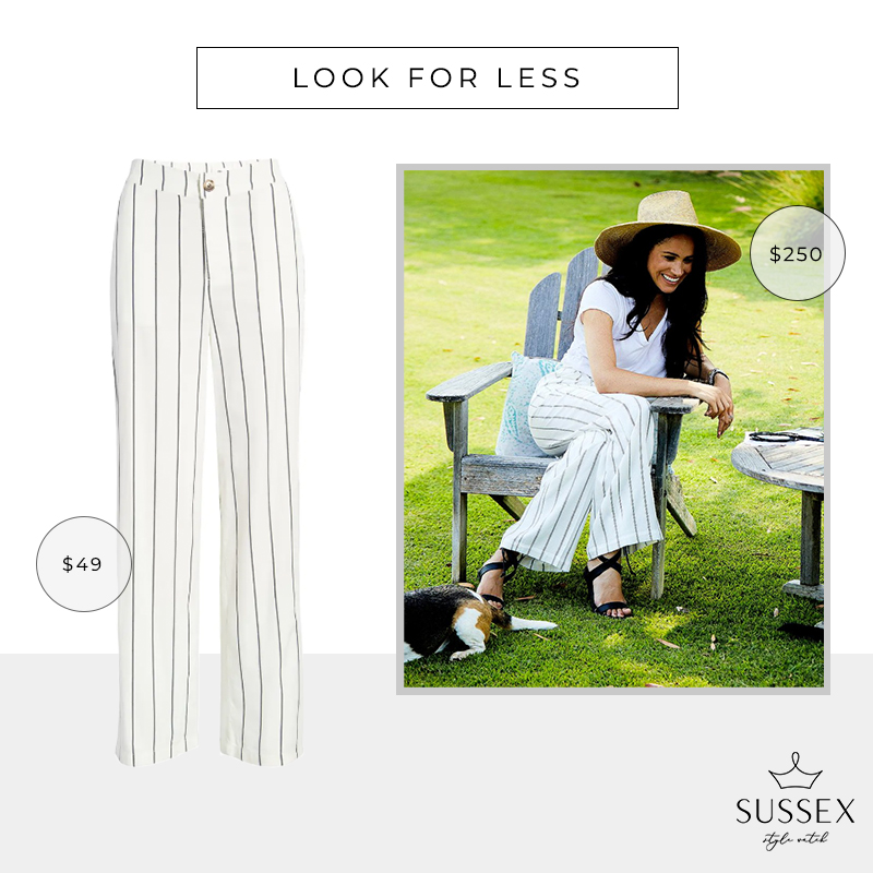 LOOK FOR LESS: MEGHAN MARKLE'S ANINE BING WHITE STRIPED RYAN PANTS
